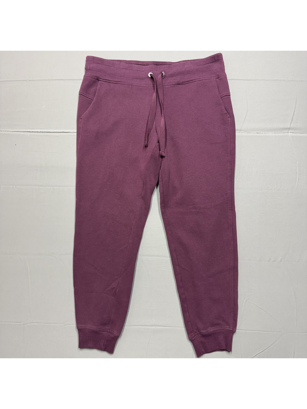 Calvin Klein Womens Joggers Cotton Fleece Spellout Logo Pants Size M Purple